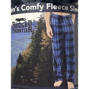 NEW Rugged Frontier Men’s Soft Comfy Fleece Lounge Pants - Blue/White